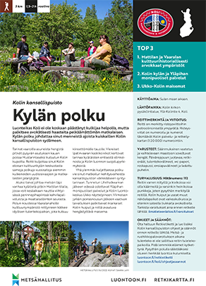 Esitteen etusivun kuva, Kylän polku -kierros Kolin kansallispuistossa