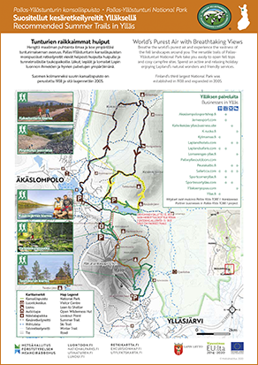 Pallas-Yllästunturin kansallispuisto - Suositellut kesäretkeilyreitit  Ylläksellä / Pallas-Yllästunturi National Park - Recommended Summer Trails  in Ylläs 