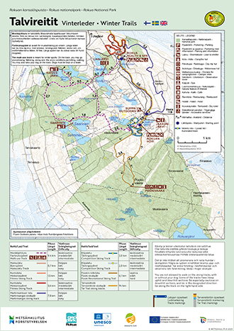 Rokuan kansallispuisto - Talvireitit / Rokua nationalpark -Vinterleder /  Rokua National Park - Winter Trails 2022-2023 