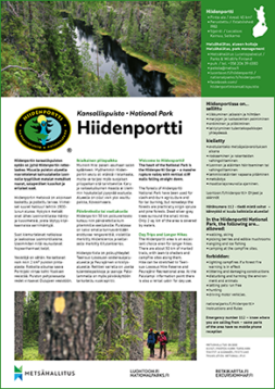 Hiidenportti Kansallispuisto Hiidenportti National Park Julkaisut 